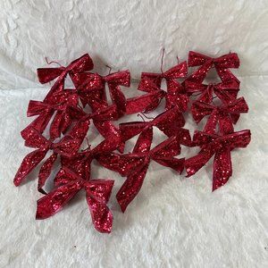 Set of 17 Red glitter holiday Christmas reusable Bows